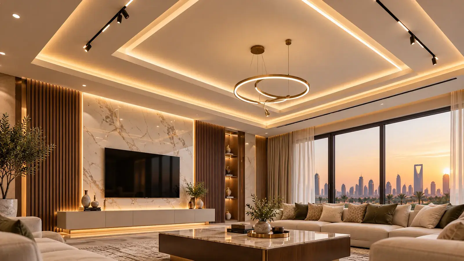 Modern Gypsum Board Ceiling Ideas with Hidden LED Lighting